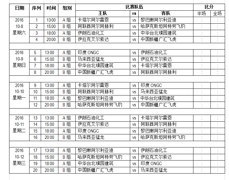 亚冠联赛赛程(亚冠联赛赛程表时间)