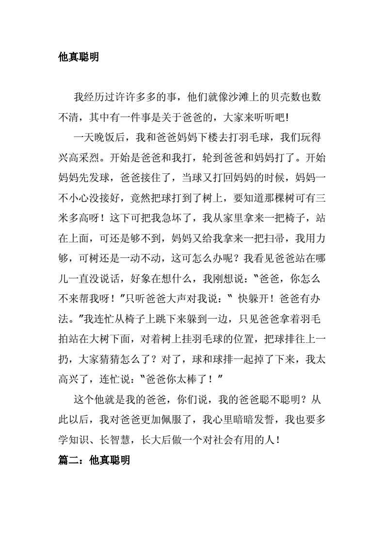 这个人真聪明作文400字(他是一个聪明的人作文400字)